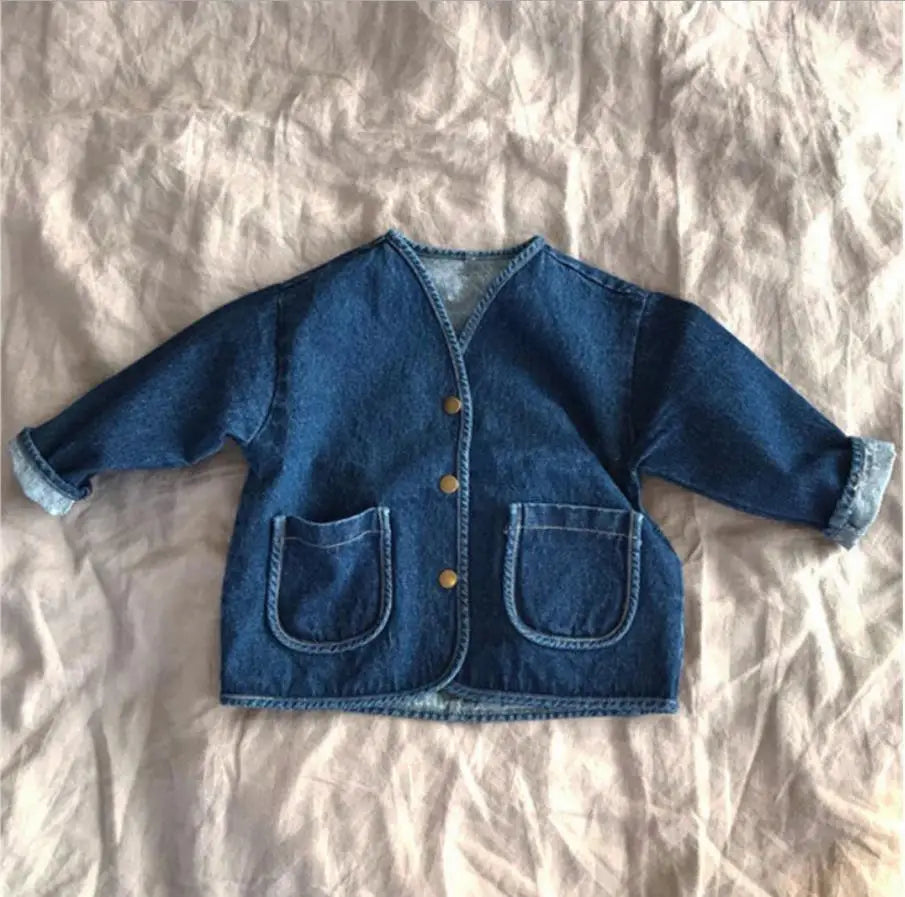 Baby Boys And Girls Denim Jacket Kids Denim Coat Spring And Autumn Casual Baby Girl Coat Kids Jacket Large Pocket