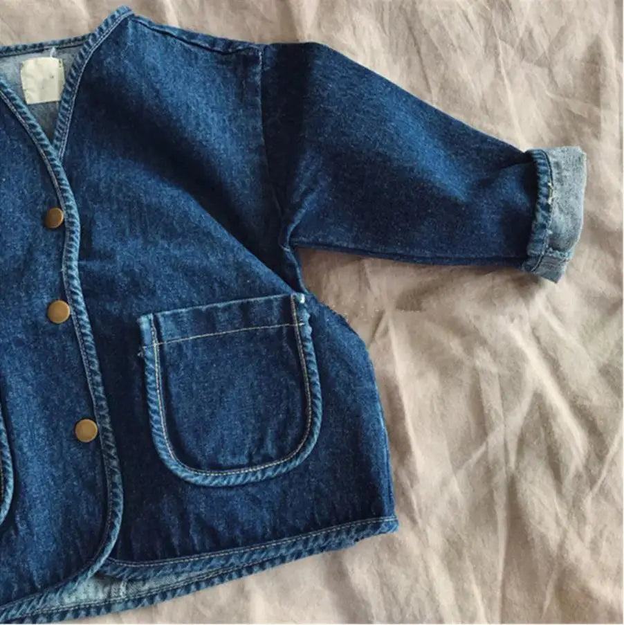 Baby Boys And Girls Denim Jacket Kids Denim Coat Spring And Autumn Casual Baby Girl Coat Kids Jacket Large Pocket