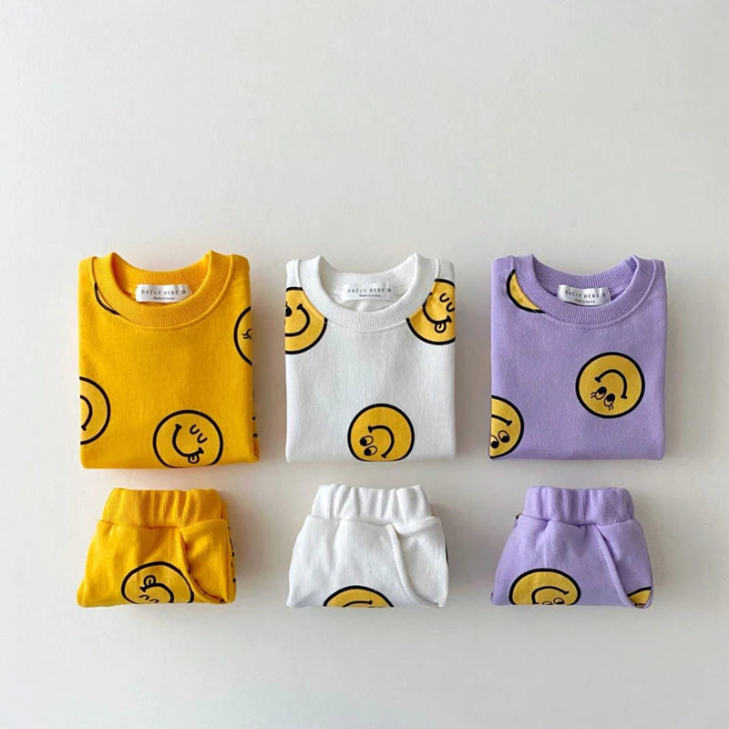 TZ21013 Children Clothing Set Summer&Spring Smile T shirt+Shorts for Newborn Baby Jogger Set 2 Pieces for Toddler Boys&Girls