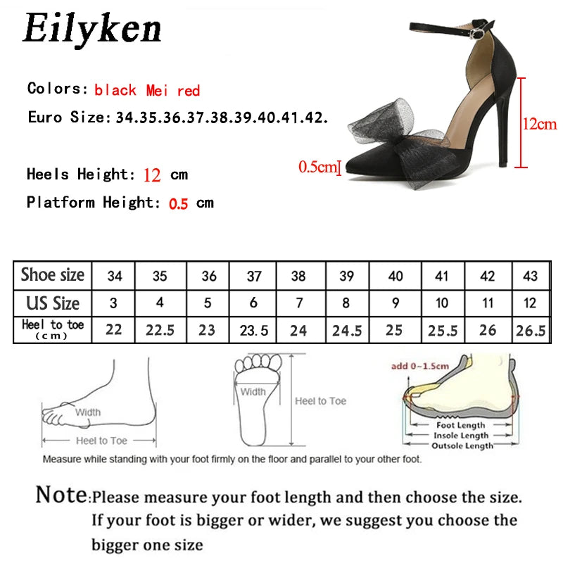 Eilyken New Style Pointed Toe Sandals Sexy Buckle Strap Cover Heel Women Spring Summer Mesh Butterfly-knot Wedding Pumps Shoes