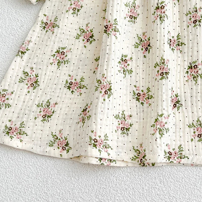 Spring Autumn Kids Baby Girls Long Sleeve Sweet Flower Printing Princess Dress Casual Baby Girls Dress Children Clothes Dress