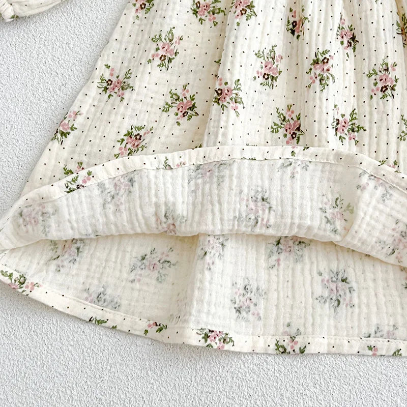 Spring Autumn Kids Baby Girls Long Sleeve Sweet Flower Printing Princess Dress Casual Baby Girls Dress Children Clothes Dress